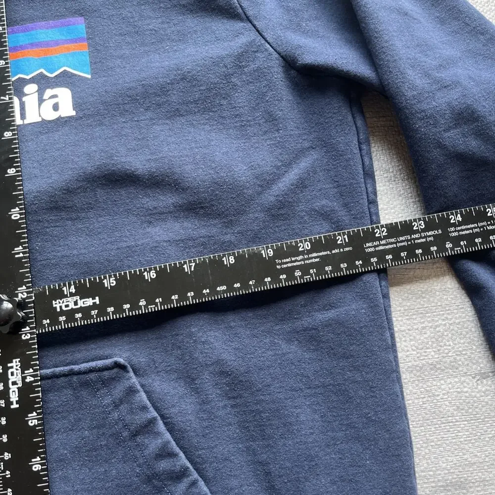 Patagonia Hoodie Women’s Large Pullover Navy Blue P-6 Logo Uprisal Sweatshirt - Picture 5 of 7